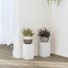 Plantenstandaards 2 st 10x10x18 cm bewerkt hout wit