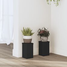 Plantenstandaards 2 st 10x10x18 cm bewerkt hout zwart