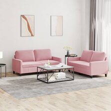 2-delige Loungeset met kussens fluweel roze