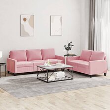 2-delige Loungeset met kussens fluweel roze