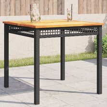 Tuintafel 80x80x75 cm poly rattan en acaciahout zwart