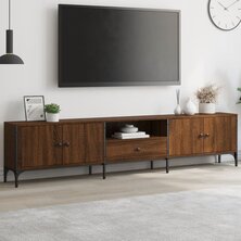 Tv-meubel met lade 200x25x44 cm bewerkt hout bruin eikenkleur