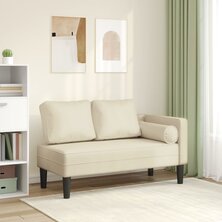 Chaise longue met kussens kunstleer cr&egrave;me