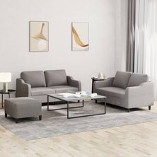 3-delige Loungeset met kussens stof taupe