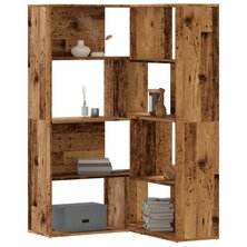 Boekenkast 4-laags hoek 85x85x140 cm bewerkt hout oud houtkleur