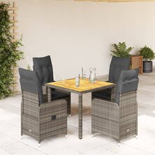 5-delige Bistroset met kussens poly rattan grijs