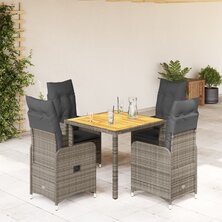 5-delige Bistroset met kussens poly rattan grijs