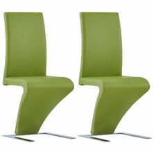 Eetkamerstoelen met zigzag-vorm 2 st kunstleer groen