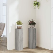 Plantenstandaards 2 st 17x17x60 cm bewerkt hout grijs sonoma