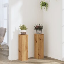 Plantenstandaards 2 st 17x17x60 cm hout artisanaal eikenkleurig