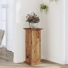 Plantenstandaard 33x33x80 cm bewerkt hout oud houtkleurig