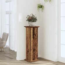 Plantenstandaard 33x33x100 cm bewerkt hout oud houtkleurig