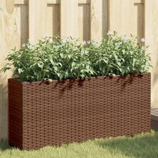 Plantenbakken met 2 potten 2 st 90x20x40 cm poly rattan bruin