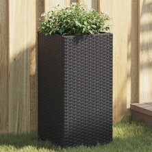 Plantenbakken 2 st 30x30x60 cm poly rattan zwart