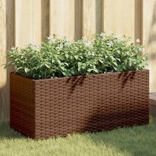 Plantenbakken met 2 potten 2 st 72x30x32 cm poly rattan bruin