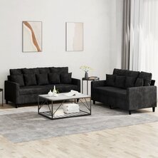 2-delige Loungeset met kussens fluweel zwart