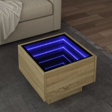 Bijzettafel met LED 40x40x30 cm bewerkt hout sonoma eikenkleur