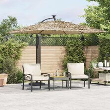 Parasol met LED&apos;s en stalen paal 269x269x235 cm bruin