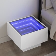 Nachtkastje met Infinity LED 40x40x30 cm wit