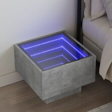 Nachtkastje met Infinity LED 40x40x30 cm betongrijs