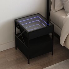 Nachtkastje met Infinity LED 40x40x51 cm zwart