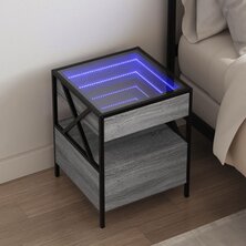 Nachtkastje met Infinity LED 40x40x51 cm grijs sonoma eiken