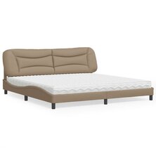 Bed met matras kunstleer cappuccinokleurig 200x200 cm