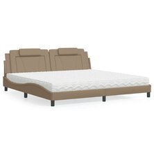 Bed met matras kunstleer cappuccinokleurig 200x200 cm