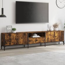 Tv-meubel met lade 200x25x44 cm bewerkt hout gerookt eikenkleur