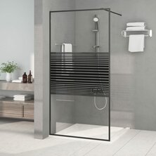 Inloopdouchewand 100x195 cm transparant ESG-glas zwart