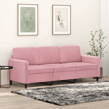 Driezitsbank 180 cm fluweel roze