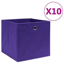 Opbergboxen 10 st 28x28x28 cm nonwoven stof paars