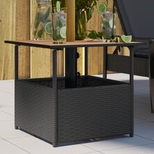 Tuintafel met parasolgat 55x55x46,5 cm poly rattan zwart