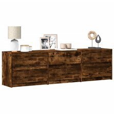 Tv-meubel met LED 180x34x50 cm bewerkt hout gerookt eikenkleur