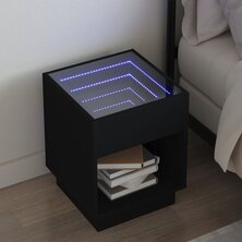 Nachtkastje met Infinity LED 40x40x50 cm zwart