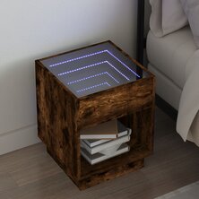 Nachtkastje met Infinity LED 40x40x50 cm gerookt eikenkleurig