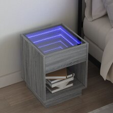 Nachtkastje met Infinity LED 40x40x50 cm grijs sonoma eiken