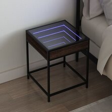 Nachtkastje met Infinity LED 40x40x51 cm bruin eikenkleurig