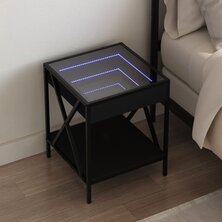 Nachtkastje met Infinity LED 40x40x49 cm zwart