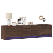 Tv-meubel met LED 165x34x40 cm bewerkt hout bruin eikenkleurig