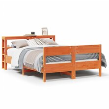 Bed met matras massief grenenhout wasbruin 140x190 cm