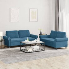 2-delige Loungeset met kussens fluweel blauw