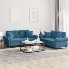 2-delige Loungeset met kussens fluweel blauw