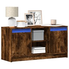 Tv-meubel met LED 100x34x50 cm bewerkt hout gerookt eikenkleur