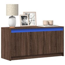 Tv-meubel met LED 100x34x50 cm bewerkt hout bruin eikenkleurig