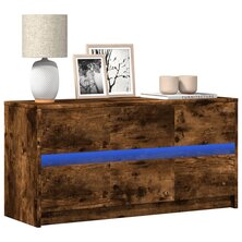 Tv-meubel met LED 100x34x50 cm bewerkt hout gerookt eikenkleur