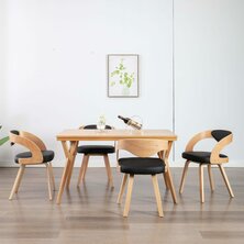 Eetkamerstoelen 4 st gebogen hout en kunstleer zwart