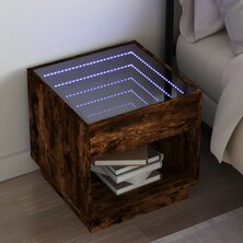 Nachtkastje met Infinity LED 50x50x50 cm gerookt eikenkleurig