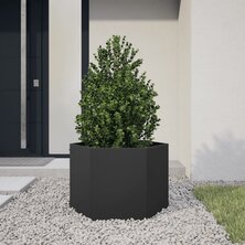 Plantenbak zeshoek 69x60x45 cm staal zwart