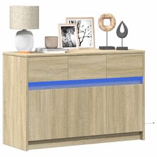 Tv-meubel met LED 91x34x61 cm bewerkt hout sonoma eikenkleurig